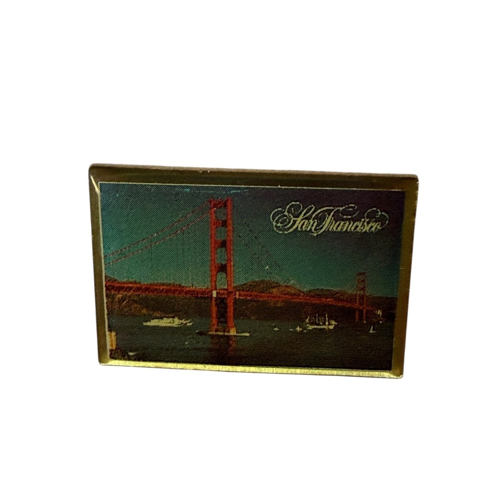 Vintage San Francisco Golden Gate Bridge Souvenir Lapel Pin Gold Tone Travel Pin